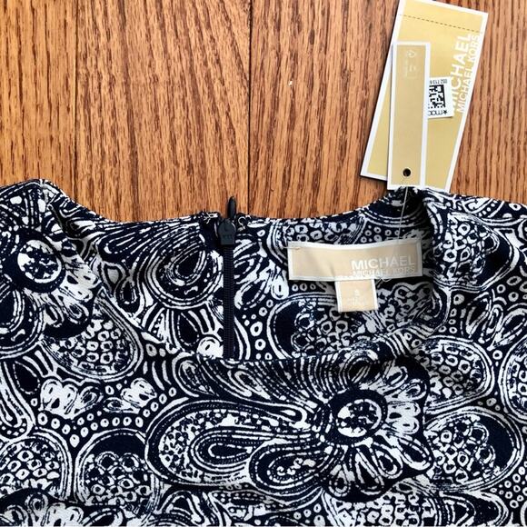 MICHAEL KORS Paisley Print Border Trim Blue Dress Size Women's Size S NWT - Picture 9 of 12